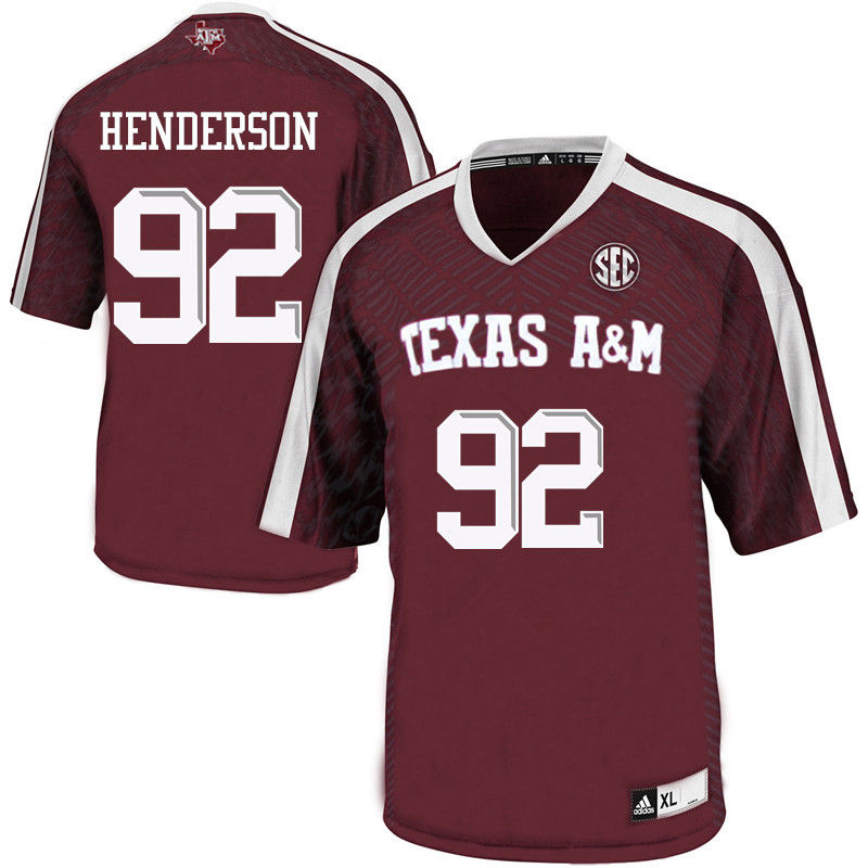 Men #92 Zaycoven Henderson Texas A&M Aggies College Football Jerseys-Maroon - Click Image to Close